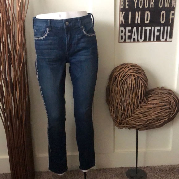 NYDJ Los Angeles Embroidered Alina Wide Cuff Ankle Lift x Tuck Jeans - Picture 1 of 10